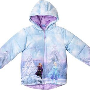 Disney Frozen Girls Zip Up Puffer Jacket, 5T